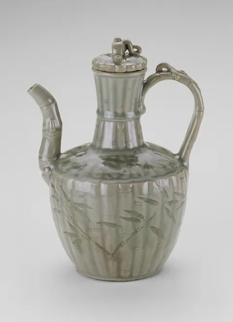 Korean celadon ewer with bamboo fluting, early 13th century