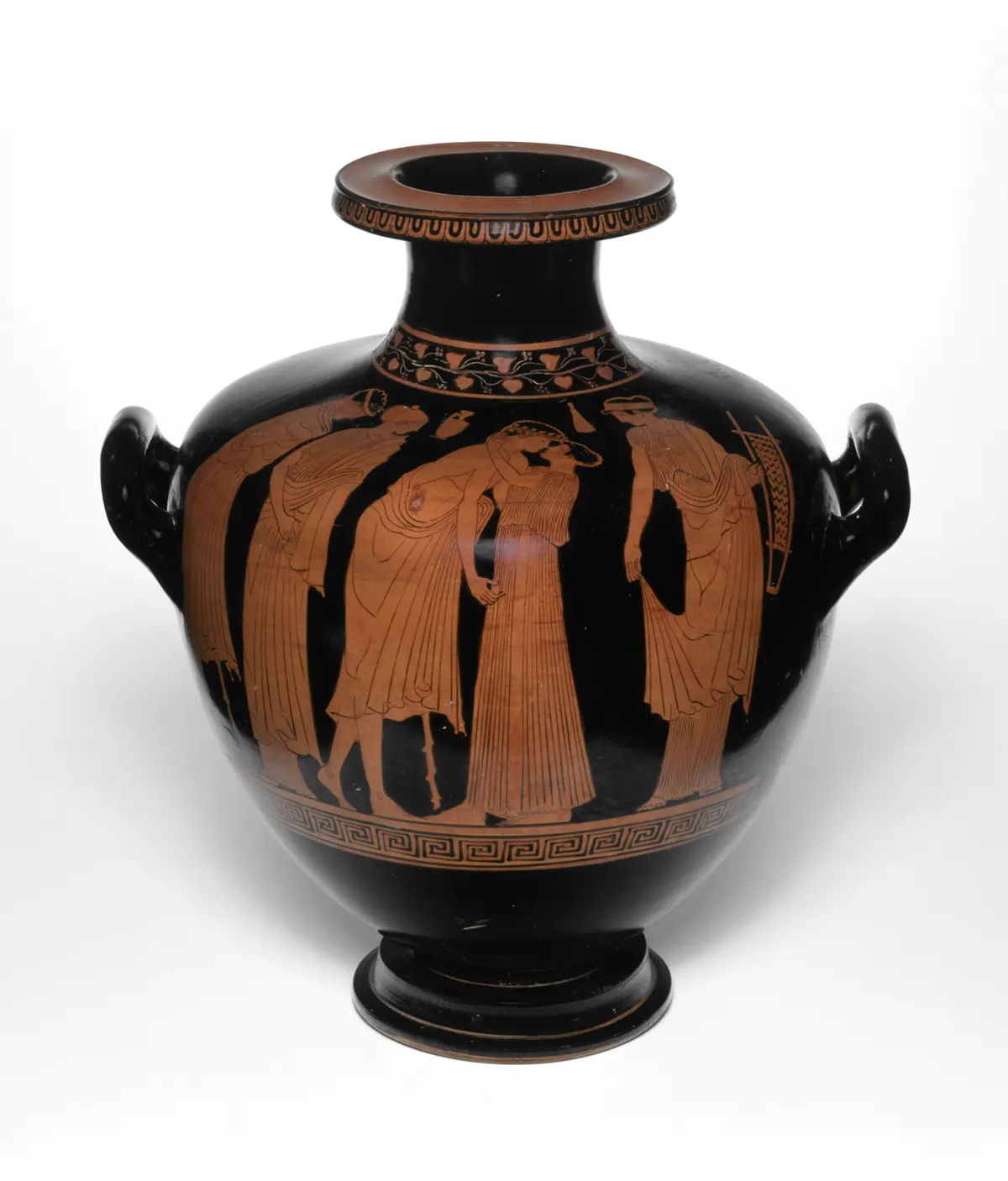 Athenian red-figure water jar, a hydria, 470 to 460 BCE